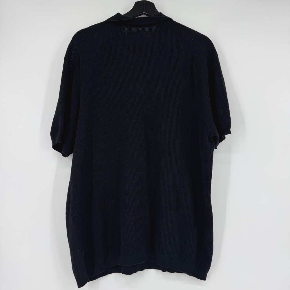 AllSaints Aubrey SS Polo Shirt Mens XXL Black Cotton Knit M020KA - Picture 3 of 9